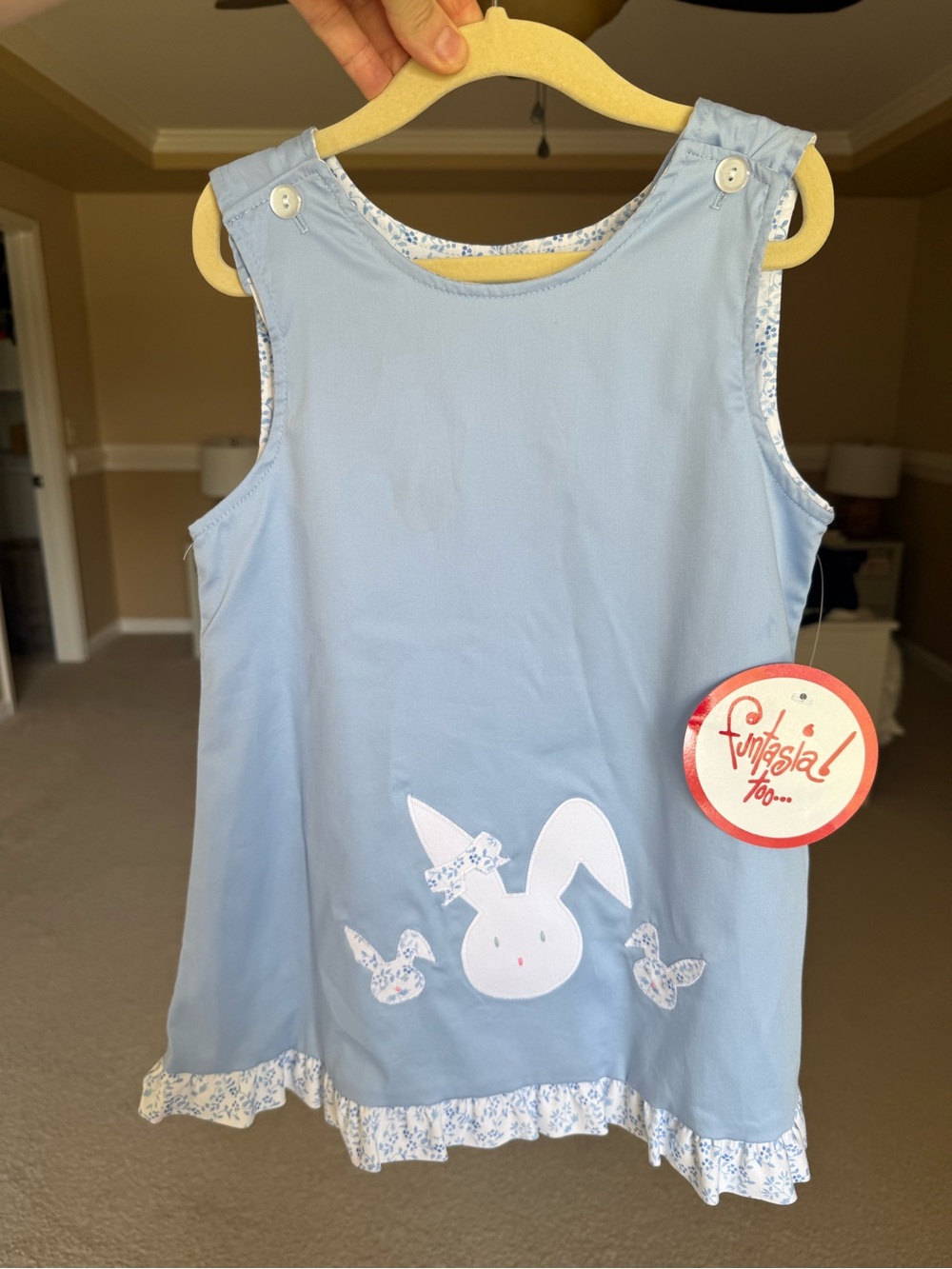 Funtasia Too Light Blue Bunny Appliqué Dress 3T NWT